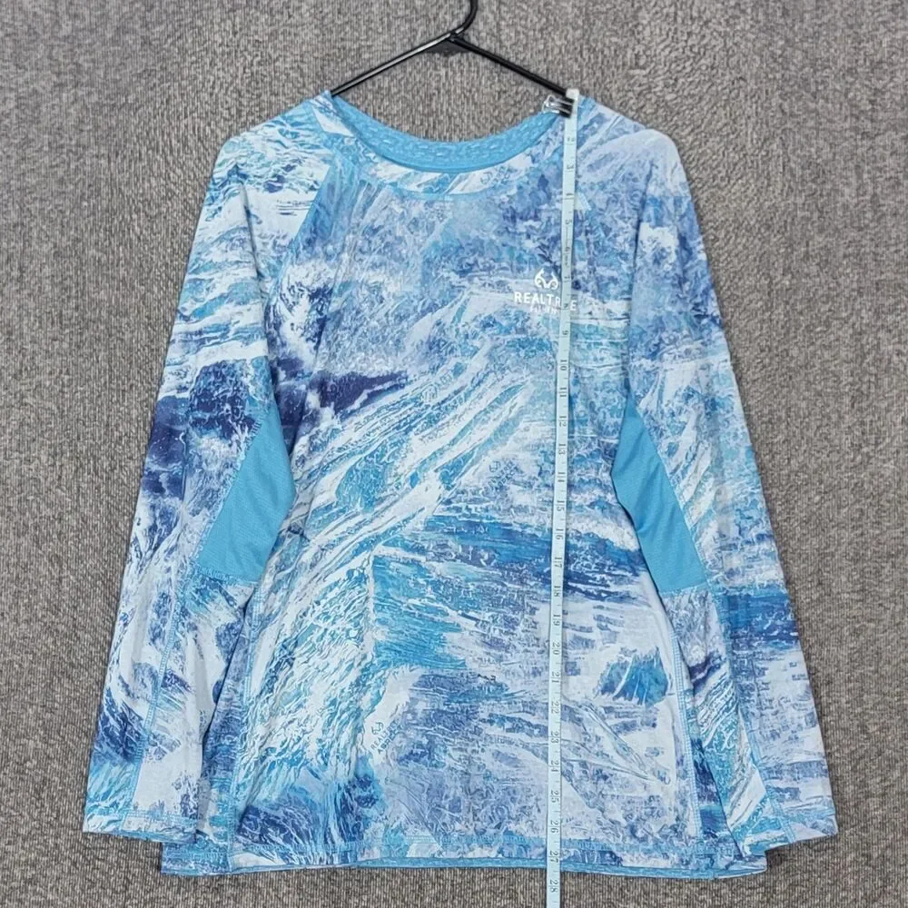 Realtree Fishing Shirt Mens XL Blue Wav3 Camo Waves Long Sleeve Performance - Picture 3 of 11